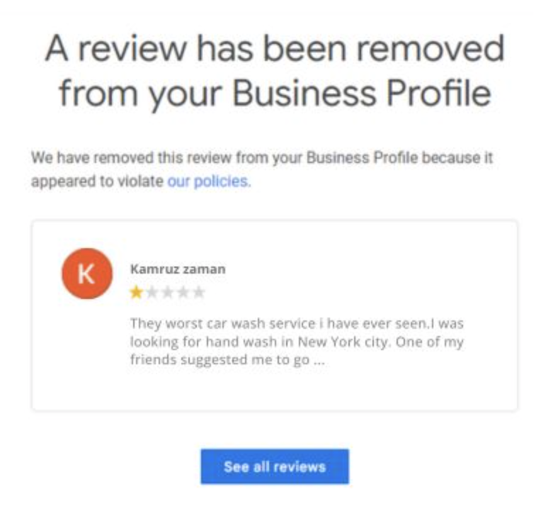 Google review removal confirmation 1